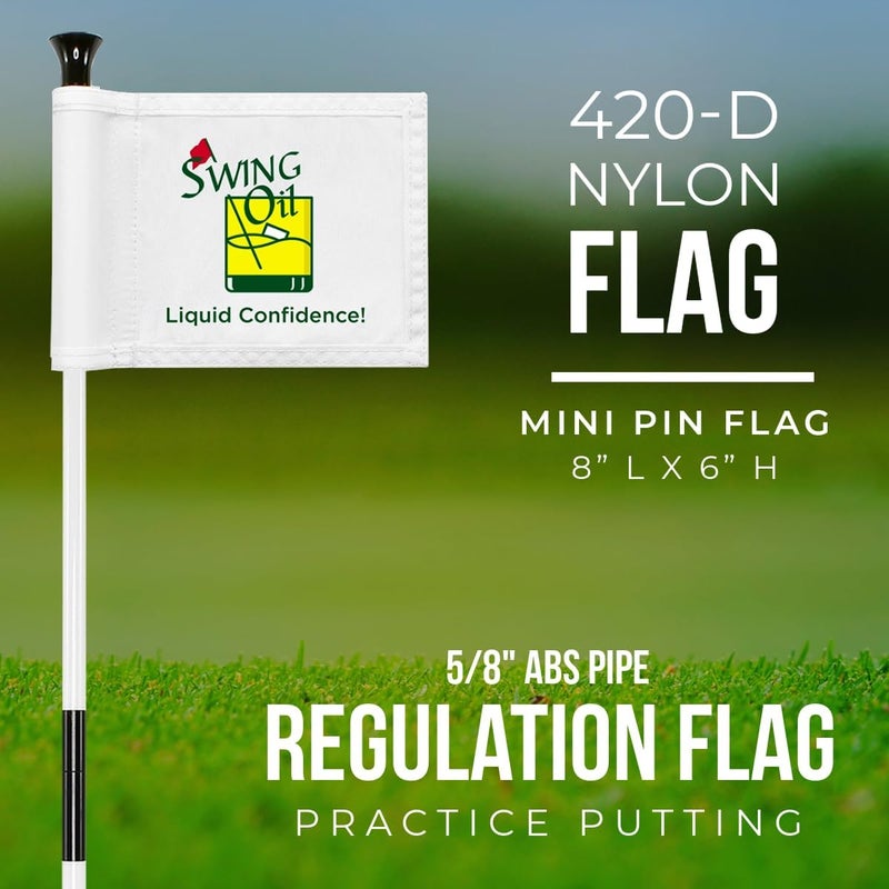 WATSY Golf Flag 8x6 Inch – 420D Nylon Double-Sided Mini Pin Flag with Tube Insert, Practice Putting Green Flags for Yard - Swing Oil Masters - Image 3